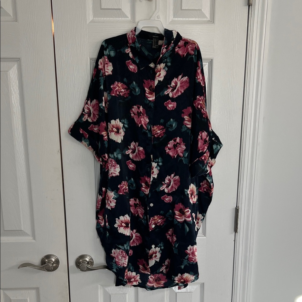 Floral Button Down silk Dress